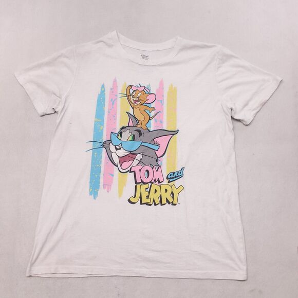Tom and Jerry Causal Pullover Short Sleeve Graphic T-Shirt Mens Size M White - Picture 2 of 11